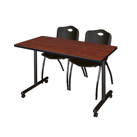 Kobe Rectangle Tables > Training Tables > Kobe Mobile Table & Chair Sets, 48 W, 24 L, 29 H, Cherry MKTRCC4824CH47BK